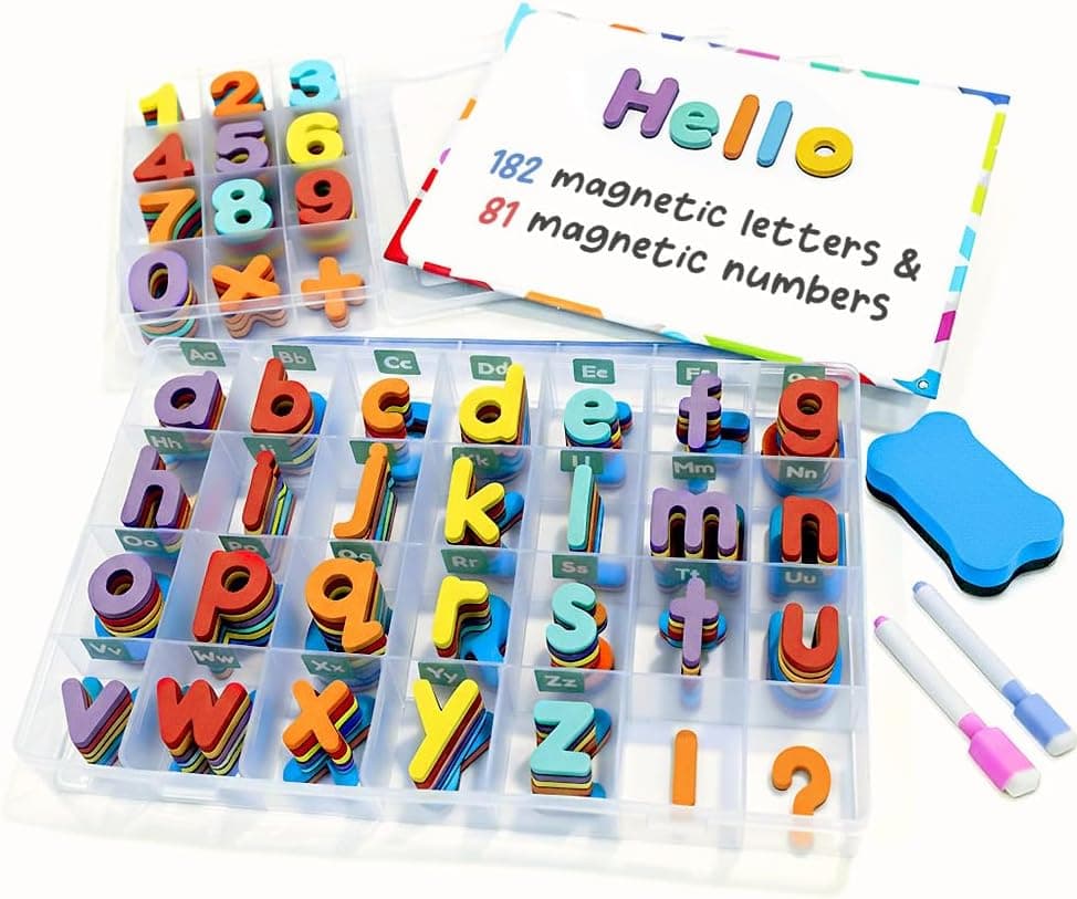 Magnetic Letters and Numbers Set - 182 Letters and 81 Numbers
