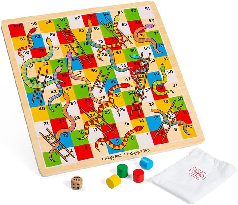 Bigjigs Toys Traditional Snakes and Ladders Game