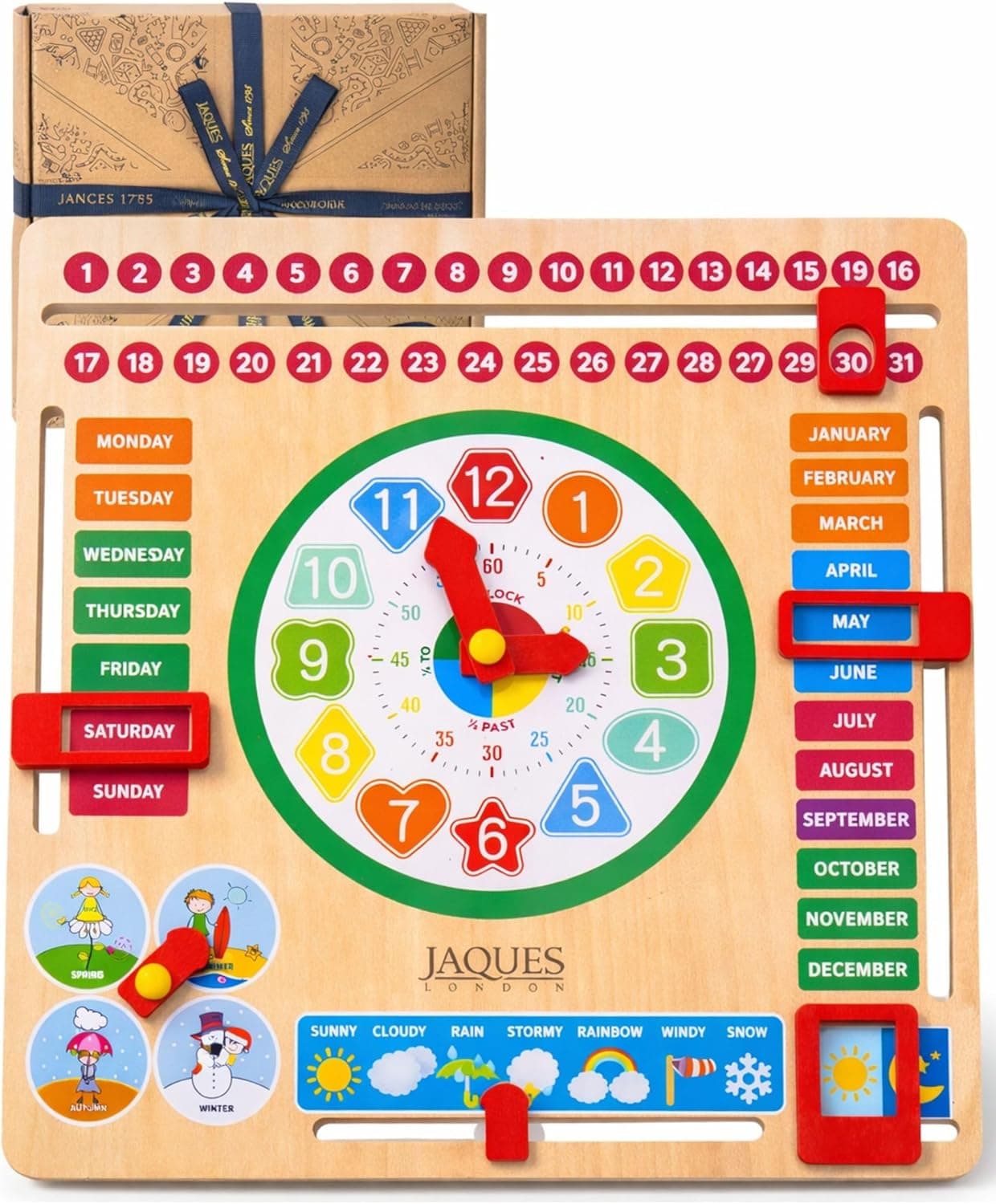 Jaques of London Learning Kids Calendar Clock