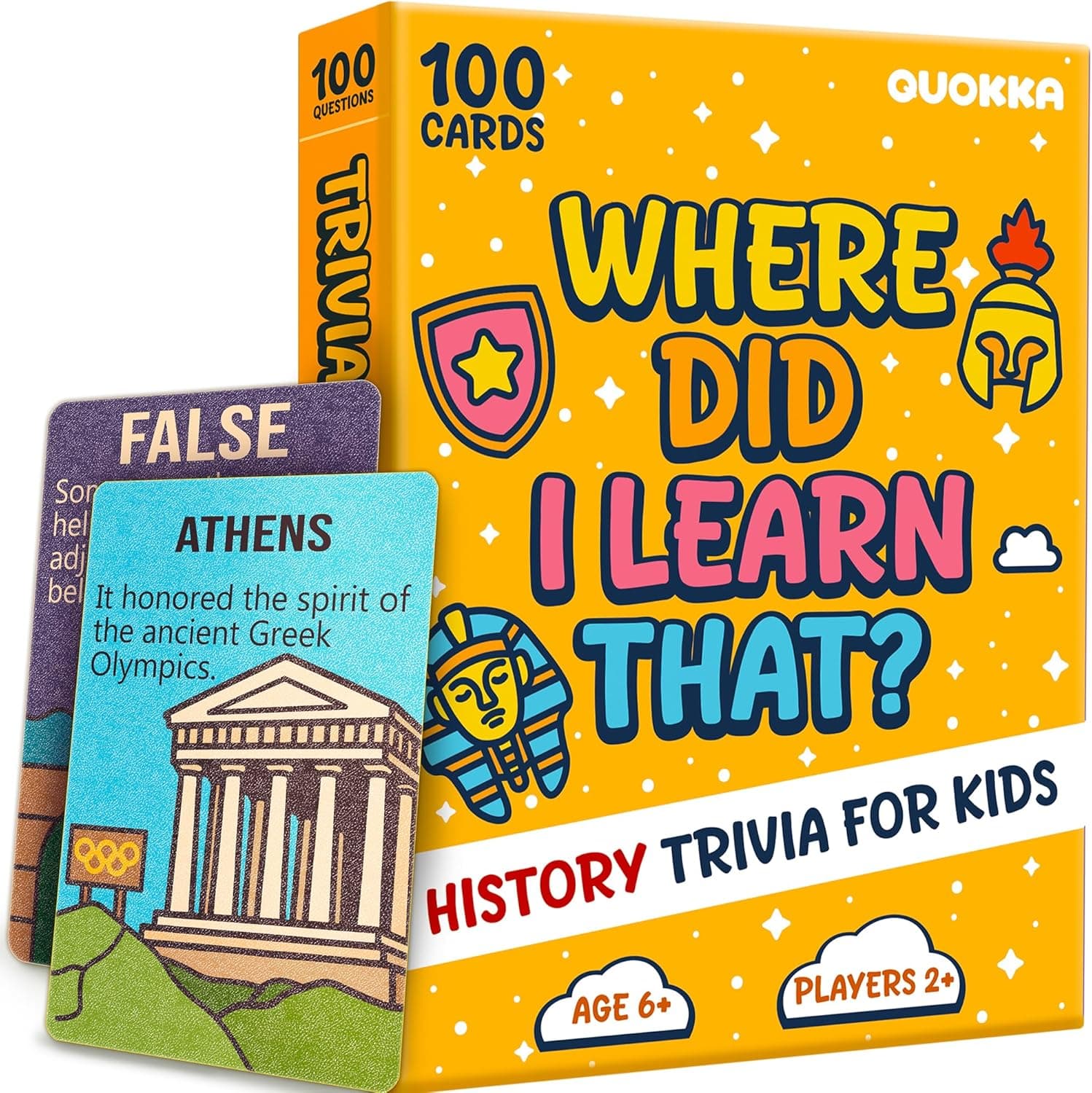 QUOKKA History Trivia for Kids — Where Did I Learn That? (100 Cards)